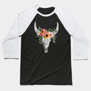 Cow skull floral 12 Baseball T-Shirt